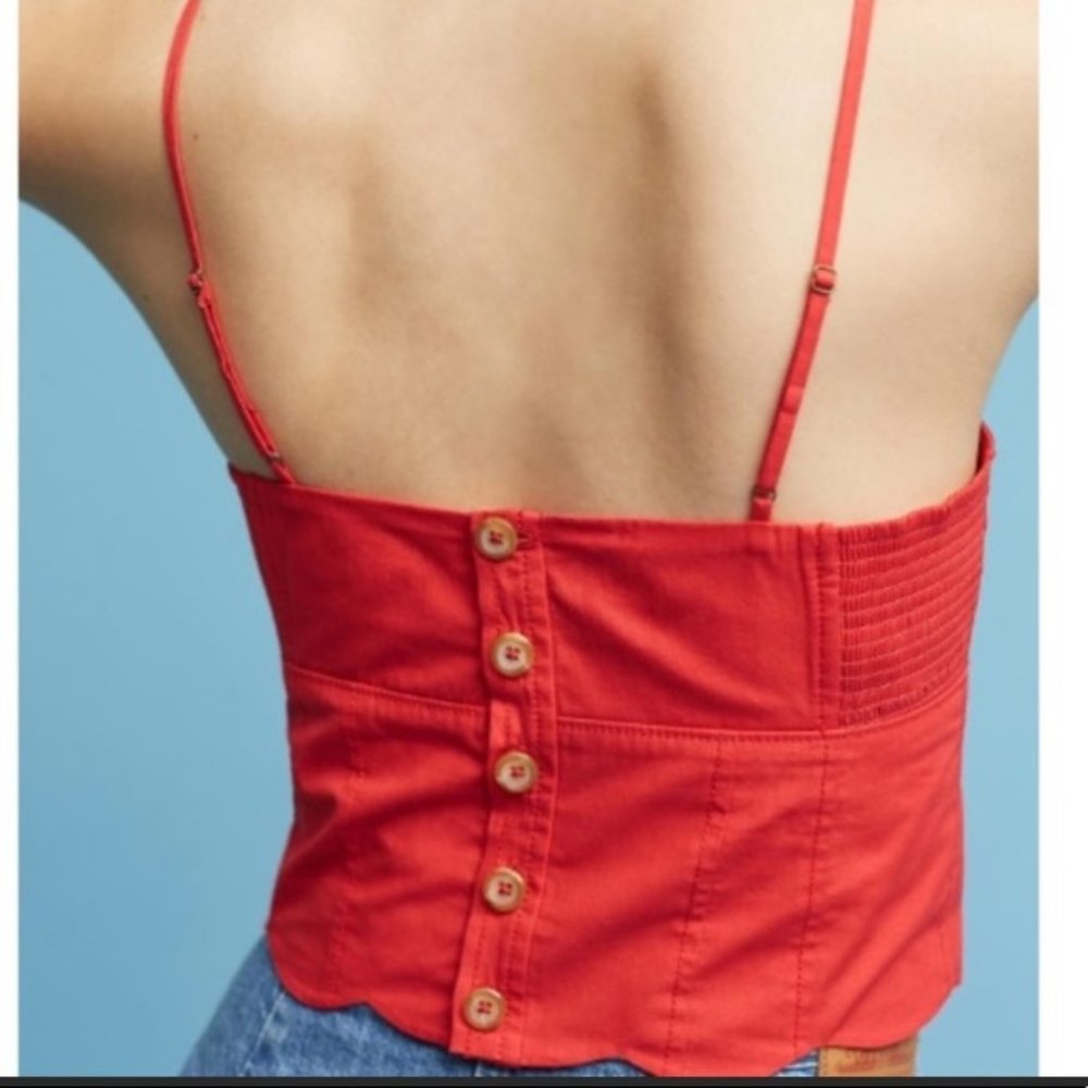 Anthropologie Bo Scalloped Crop Top by Maeve